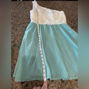 Sage and white one shoulder dress.  Worn once
